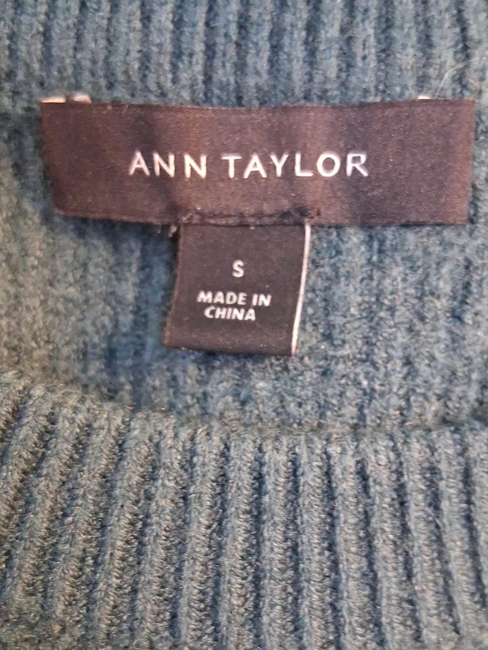 Ann Taylor Teal Green Ribbed Sweater Small